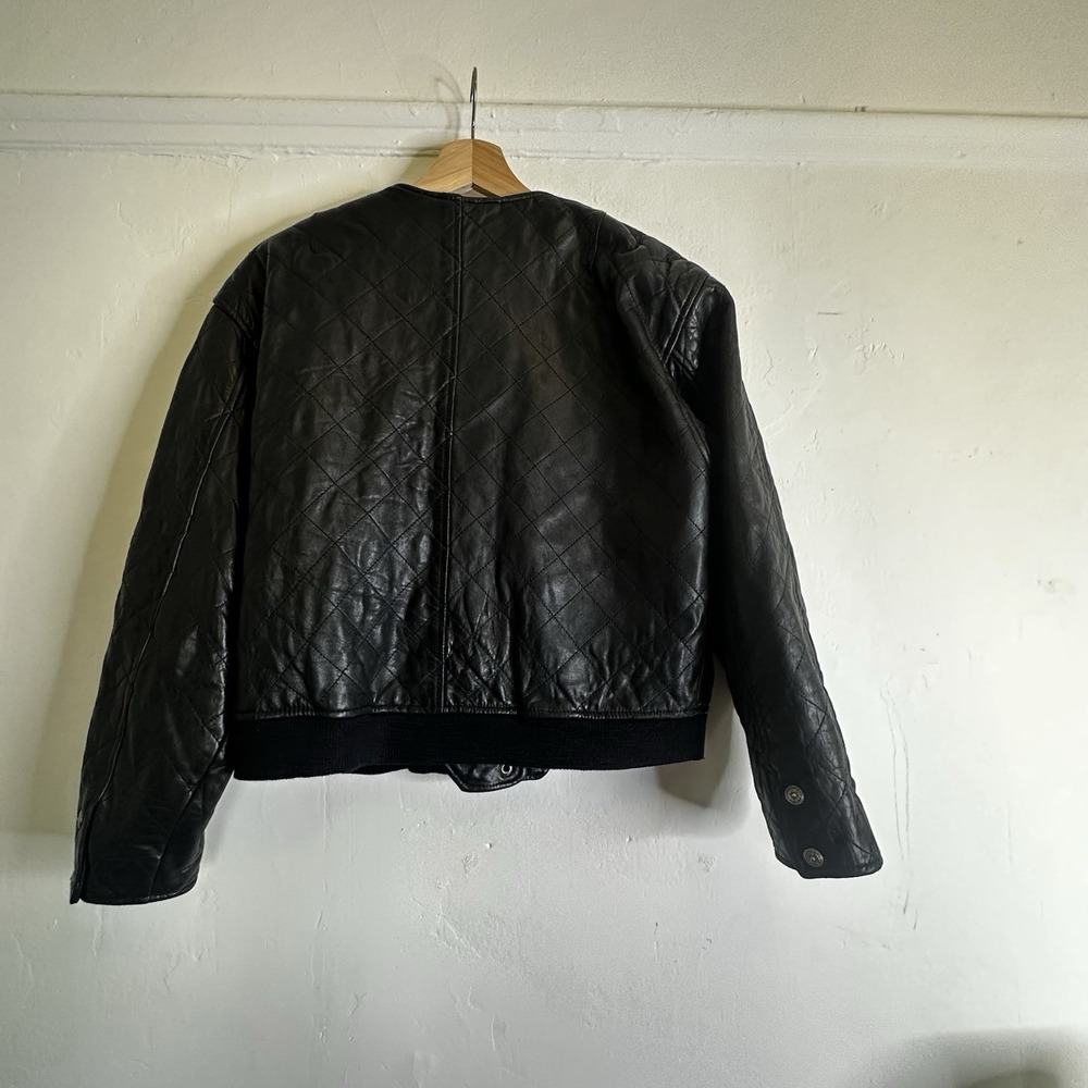 Vtg Express AVENUE DE L' Opera Genuine Black Leather Jacket Women's Moto Sz XS - Picture 8 of 8